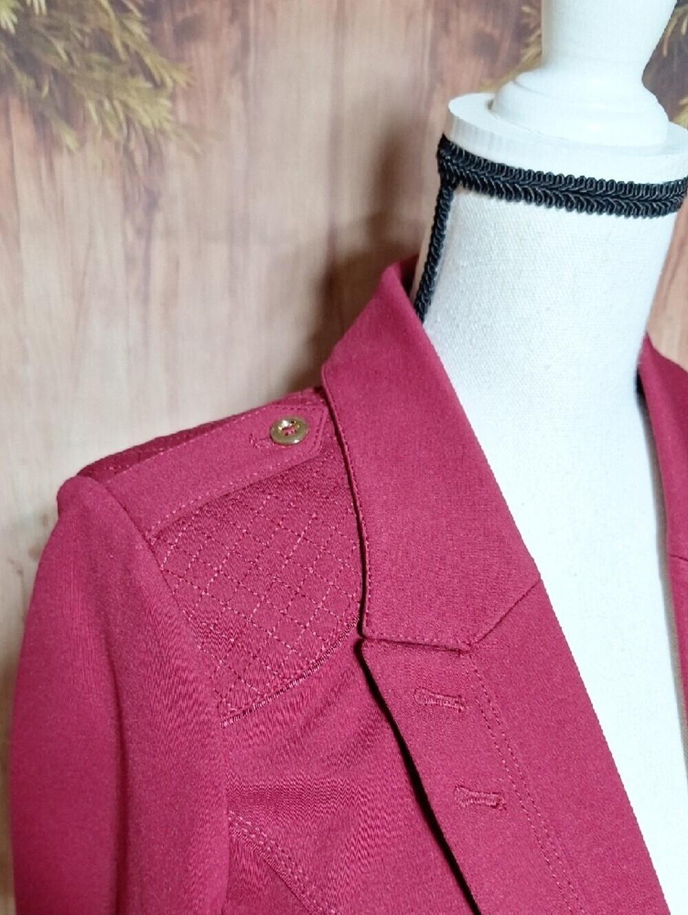 White House Black Market Raspberry Double-Breasted Ruffle-Front Blazer - Picture 4 of 14